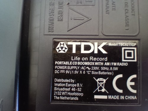 Rare Black TDK Life On Record TBC8211GP Portable CD Player Radio Boombox - Picture 7 of 8