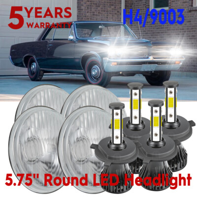 4x 5.75'' inch LED Headlight H4 High/Low White For Pontiac GTO Firebird 1964-1972