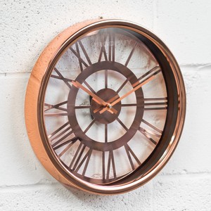 35cm Large Round Copper Rose Gold Modern Wall Clock Quartz Office
