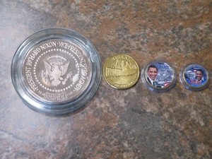 1973 Nixon Agnew INAUGURATION 2-3/4" BRONZE + OBAMA $1 + .50 + TITANIC FREESHIP