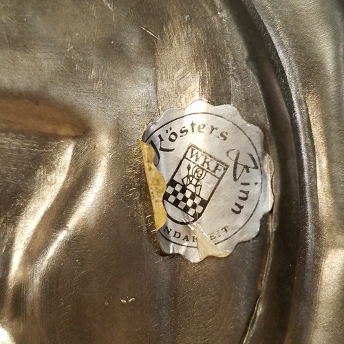 Kosters Zinn Pewter Embossed Plate Doe & Fawn Forest Scene Vtg - Swanky Barn - Picture 10 of 12
