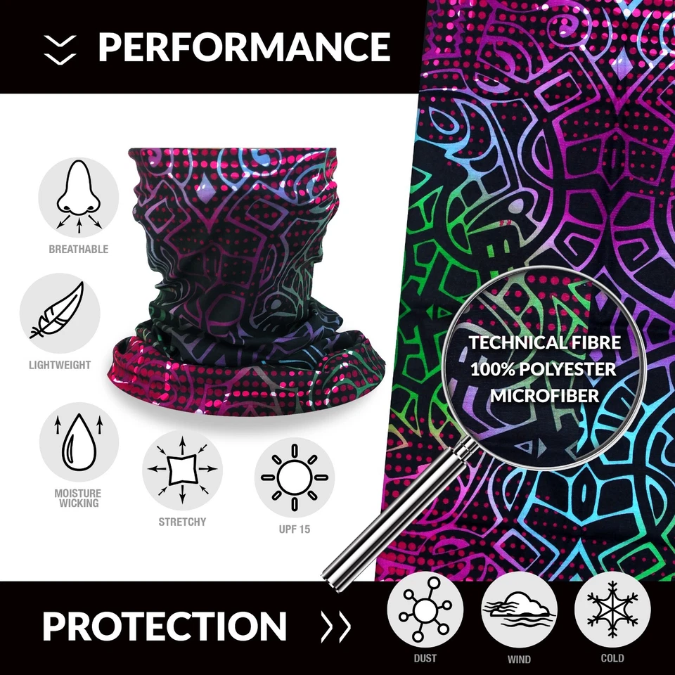 Colorful Tubular FACE MASK Neck Gaiter Cover Shield Reusable Bandana Headscarf - Image 2 of 4