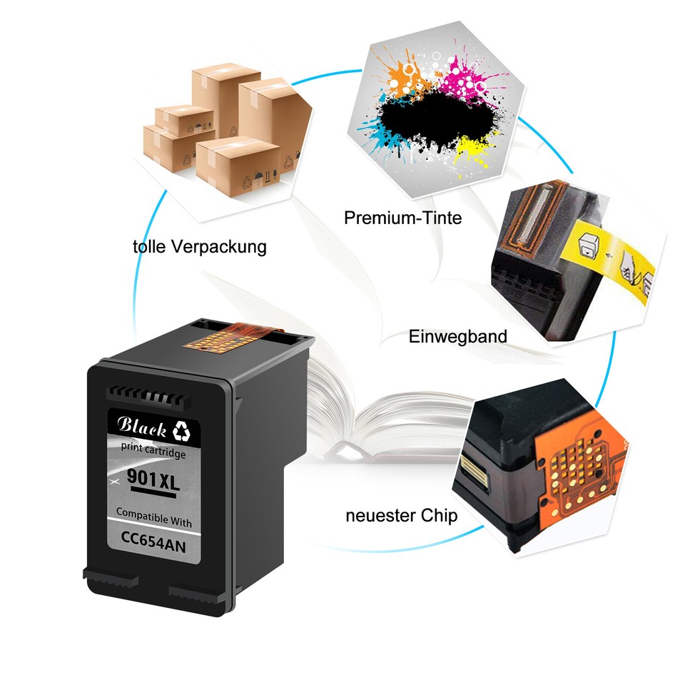 Hp 901 Schwarz Original Druckerpatrone Für Hp Officejet 2x Druckerpatrone Schwarz für HP 901 XL Officejet J4535 J4540 J4545