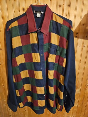 Western Vtg Shirt 2X San Angelo Window Pane Collar Button Up From Cleaners B1 