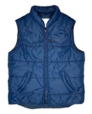  VTG Storm Rider Lee 70s Unisex Blue Full-Zip Puffer Vest; Made in USA; S