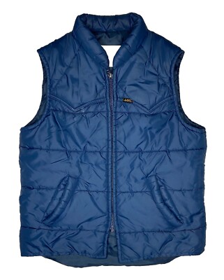 *VTG* Storm Rider Lee 70s Unisex Blue Full-Zip Puffer  Vest; Made in USA; S