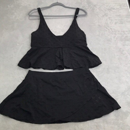 Berlook Black Eyelet Tankini Top & Matching Swim Skirt Size 18 New - Picture 3 of 16