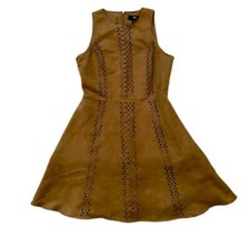 Mossimo Women's SZ  XS Brown Faux Suede Laser Cut Fit & Flare Dress Boho
