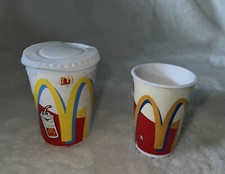 2 Vintage McDonald's Plastic Soda Pop Drink Cups Play Food Used as pictured