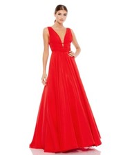 NWT leena for Mac Duggal Sleeveless V-Neck Gown Red Size 12