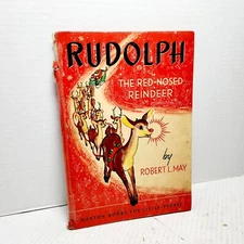 Rudolph the Red-Nosed Reindeer Robert L May 4 MOTOR Maxton Books Lithograph VTG