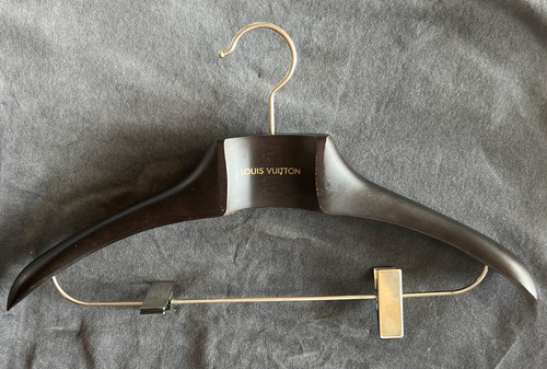 LV LOUIS VUITTON Heavy Duty Wooden Coat Hanger w/ Steel Clips Luxury wood