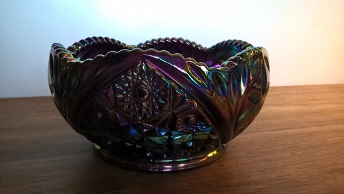Ciotola vetro carnevale LE SMITH 7,5" iridescente dente seghettato Hobstar margherita 346 ametista - Foto 15 di 24