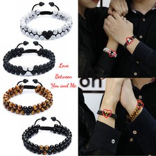 2Pack Double Row Natural Stone Distance Bracelet Ying Yan Couple Bracelets Set