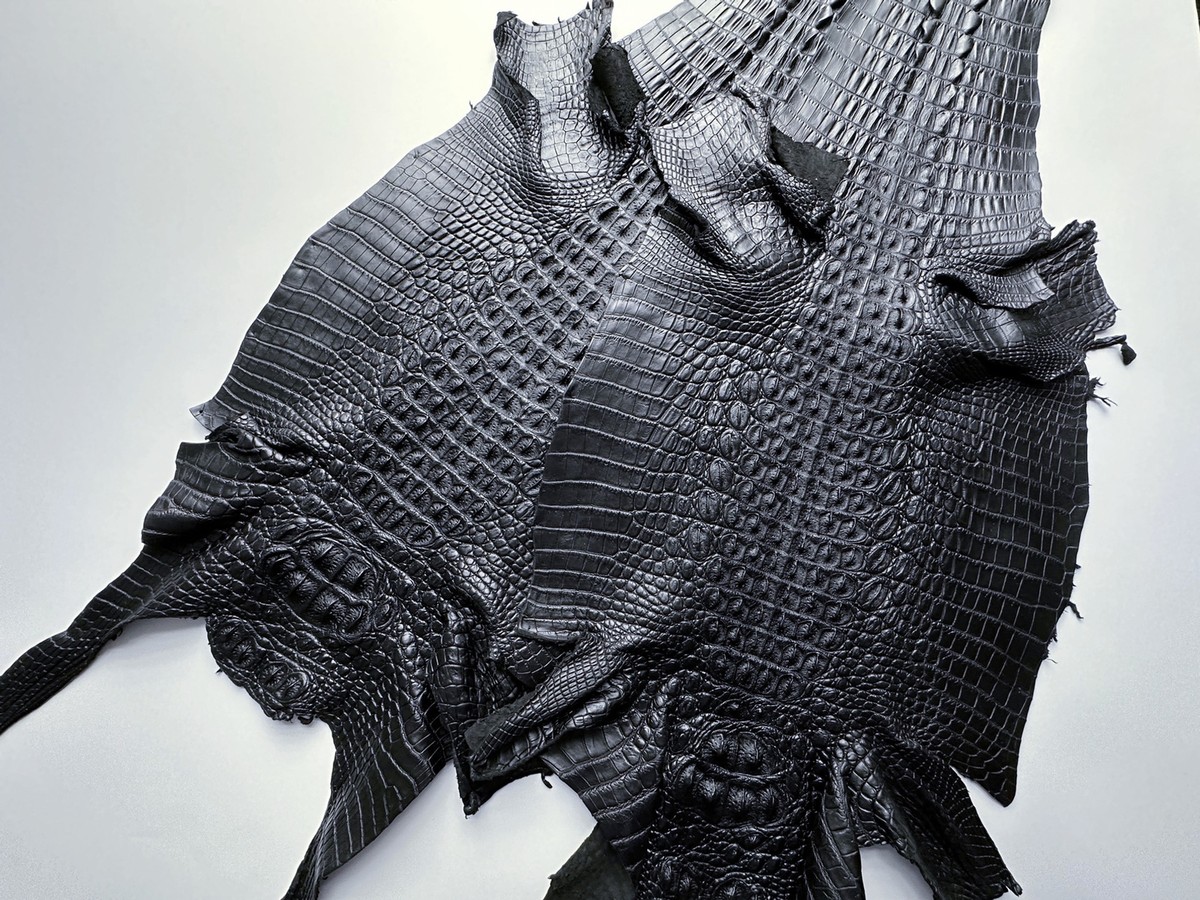 Genuine Alligator Leather Black Tanned Exotic Hornback Hide /Skin Alligator and Crocodile main image 4