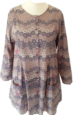 Scandi, Gudrun Sjödén, Künstler Tunika, Öko-Cotton, ecru/beige/grau/pink, Gr. M