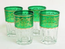Moroccan Tea Glasses Green Drinking Juice Glasses Set of 4