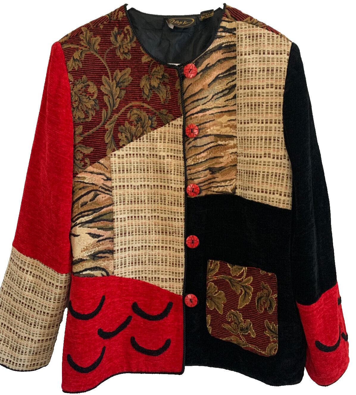 Alex Kim Artistic Patchwork Jacket Rayon/Polyeste… - image 1