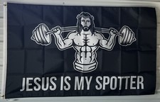 Motivation Flag FREE USA SHIP Man Cave Dorm GymJesus Fitness Beer USA Sign 3x5'