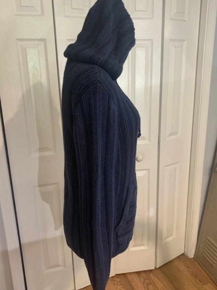 Sudadera con capucha suéter tejido pesado de algodón gris y azul de Abercrombie & Fitch para hombre talla S Foto 4 de 4