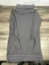 Athleta Eco Wash Turtleneck Sweatshirt Tunic Dress Garment Dyed Gray Medium