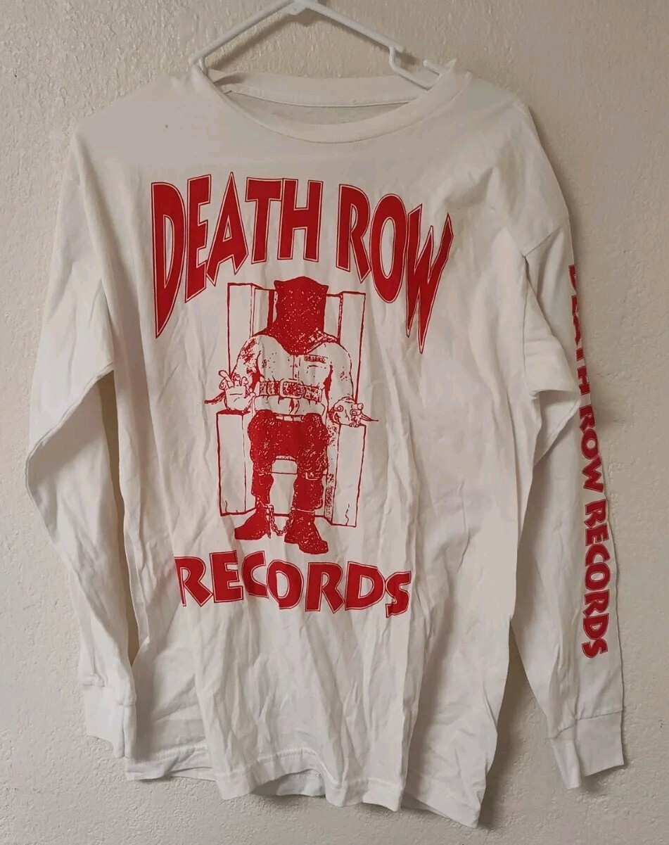 FILA T shirt Death Row Records bianca rossa logo manica lunga girocollo streetwear M