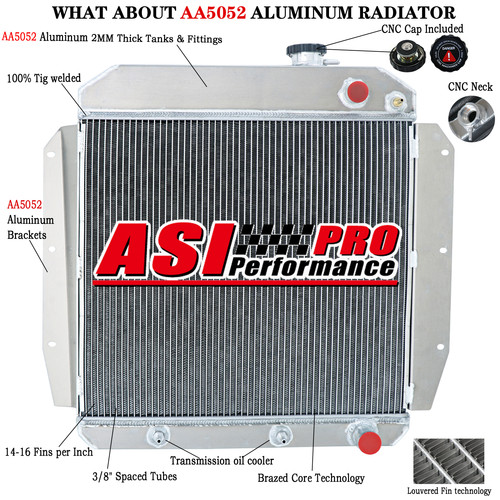 4 ROW RADIATOR FOR 1955-1959 1956, 1957, 1958 CHEVY TRUCK PICKUP LS ...