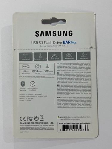 New Samsung 64GB Bar Plus MUF-64BE4/AM USB Flash Drive Titan Grey Champagne lot - 第 2/3 張圖片