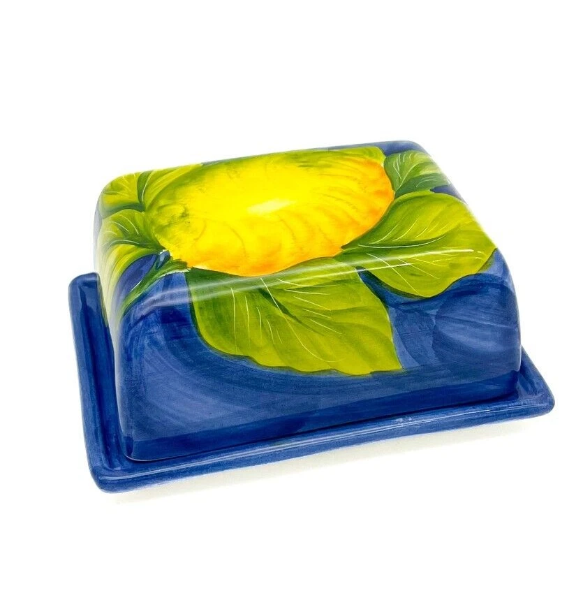 Bassano Ceramic Butter Dish Lemon Motif 5 Cm High From Italy New