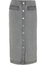 Jeansrock mit Kopfleiste Gr. 38 Grau Denim Damen Midirock Freizeit-Rock Neu