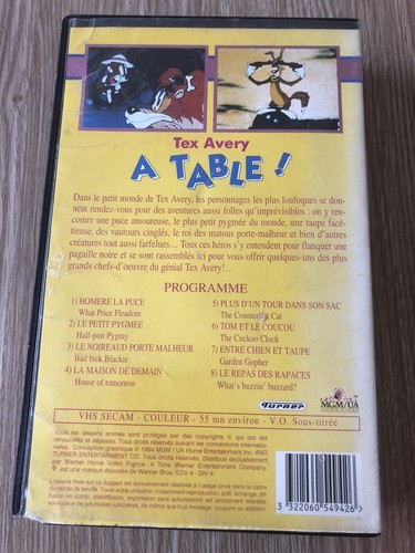 CASSETTE VIDÉO VHS TEX AVERY À TABLE !FRANÇAIS RARE - Picture 3 of 3