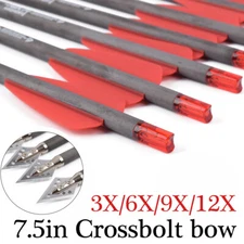 7.5" Crossbow Bolts ID6.2 Carbon Shaft Arrows 100Gr Point Tip for Cobra R9 Bow 
