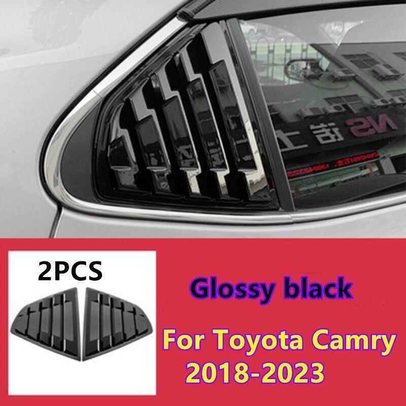 2018-2023 Toyota Camry Bright Black Rear Window Louvers Vent Cover Trim 2PCS