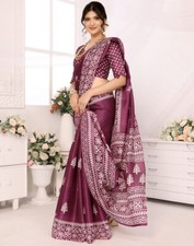 Printed Daily Wear Art Silk Saree  Purple 