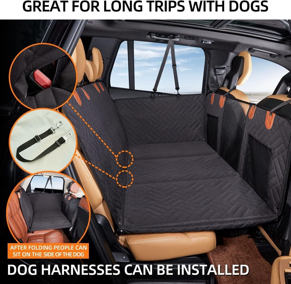 Jeep Gladiator Dog Seat Cover Back Seat Extender For Dogs, Holds