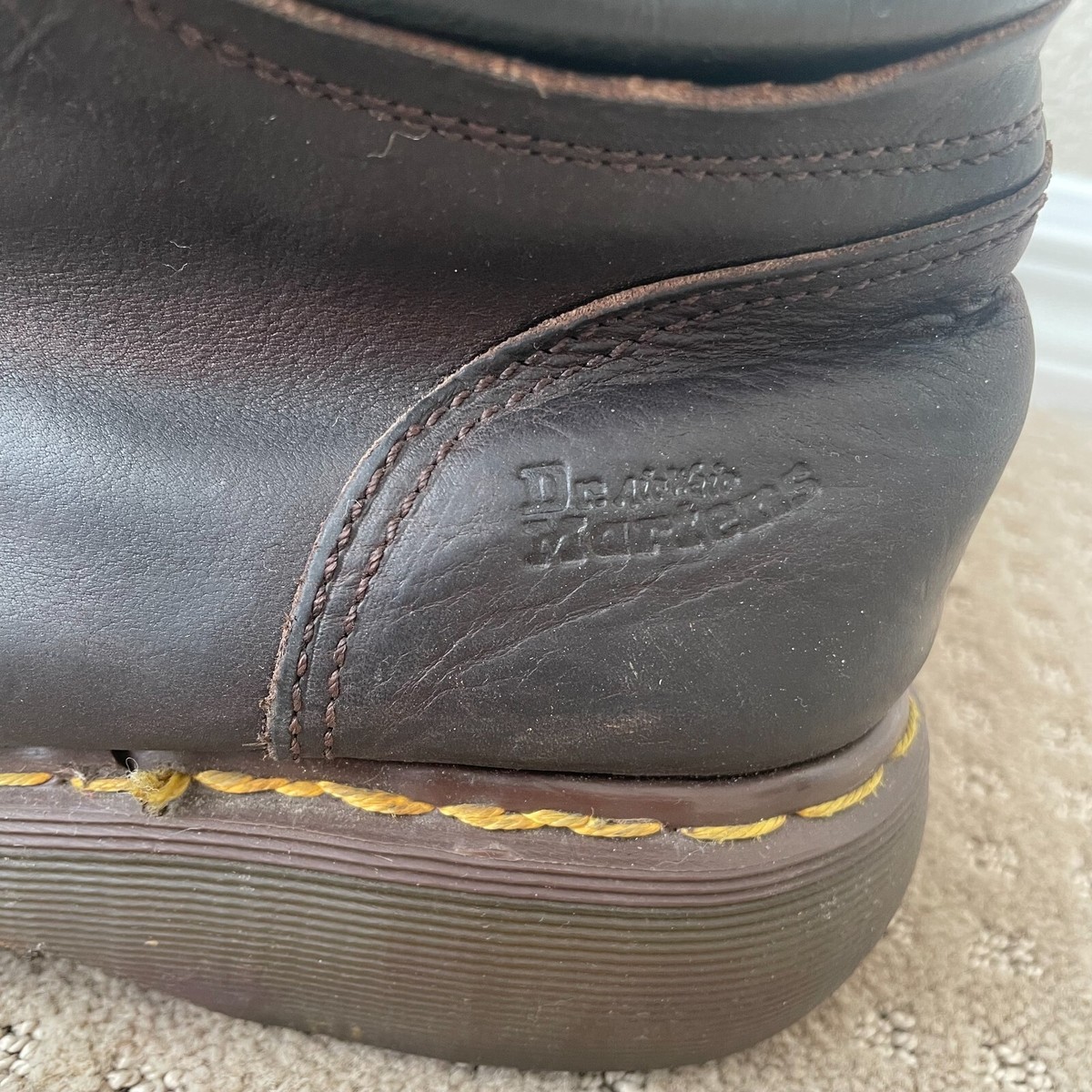 Vintage Dr Martens DMs Platform Boots Men 11 Brown 8390 Quad  display picture 3