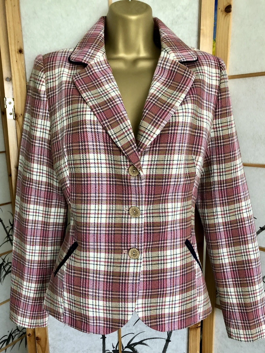 Joe Browns Pink Tartan Check Blazer Jacket Coat Blazer UK 10 eBay