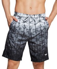 SPEEDO Men's Bondi Board Gray Lined Printed Athletic Fit Swim Trunks Shorts NWT