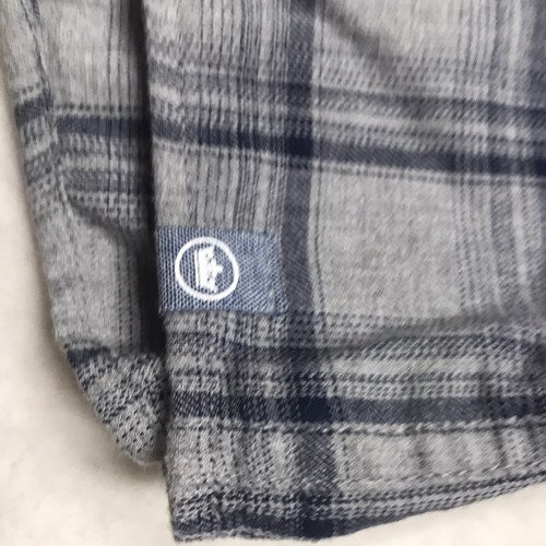 PETER MILLAR Flannel Shirt Men L Gray Blue Window Pane Plaid Chamois Cloth Prep - Picture 14 of 16