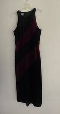DW3 For David Warren Women’s Black Burgundy Dress Velour Sleeveless Size 14