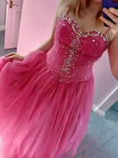 Prom Dress, Princess Style, Embellished Bodice, Lace up corset, size 14,