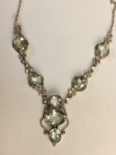 Sterlingsilber mit 7 Aquamarinsteinen Halskette - Bild 4 von 12