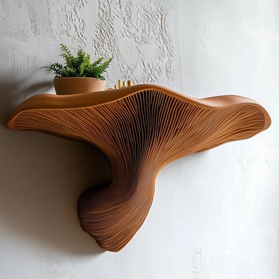 Fungi Floating Wall Shelf, 3D Printed Mushroom Organic Wall Mounted Nature Decor