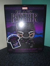 SEALED Black Panther Funko Pop Vinyl and T Shirt Tee Bundle Glow In Dark Size S