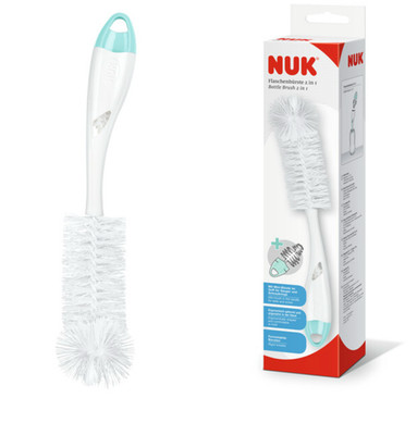 NUK Flaschenbürste 2 in 1 zur Reinigung von Babyflaschen und Trinksaugern