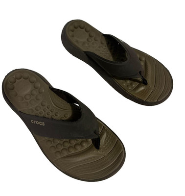 Crocs Flip Flops Thongs Sandals Brown Mens 11 - Women 13 Beach Comfort Slip On