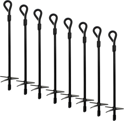 Ground Anchors, 15 Inch - 8Pk Black Shed Anchor Kit Greenhouse Tie down Ground S