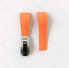 21MM RUBBER OYSTERFLEX STRAP BAND FOR ROLEX DATEJUST SKY DWELLER DAYTONA ORANGE