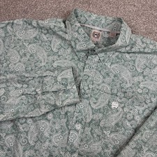 Cinch Shirt Mens 2XL Green White Paisley Long Sleeve Button Down Cowboy Rodeo