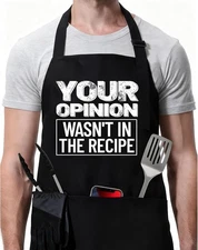 Rosoz Funny Grill Aprons For Men, Dad, Your Opinion Wasn't in the Recipe 